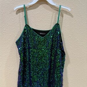 Allegra K Green and Blue Sequin Top-Medium
